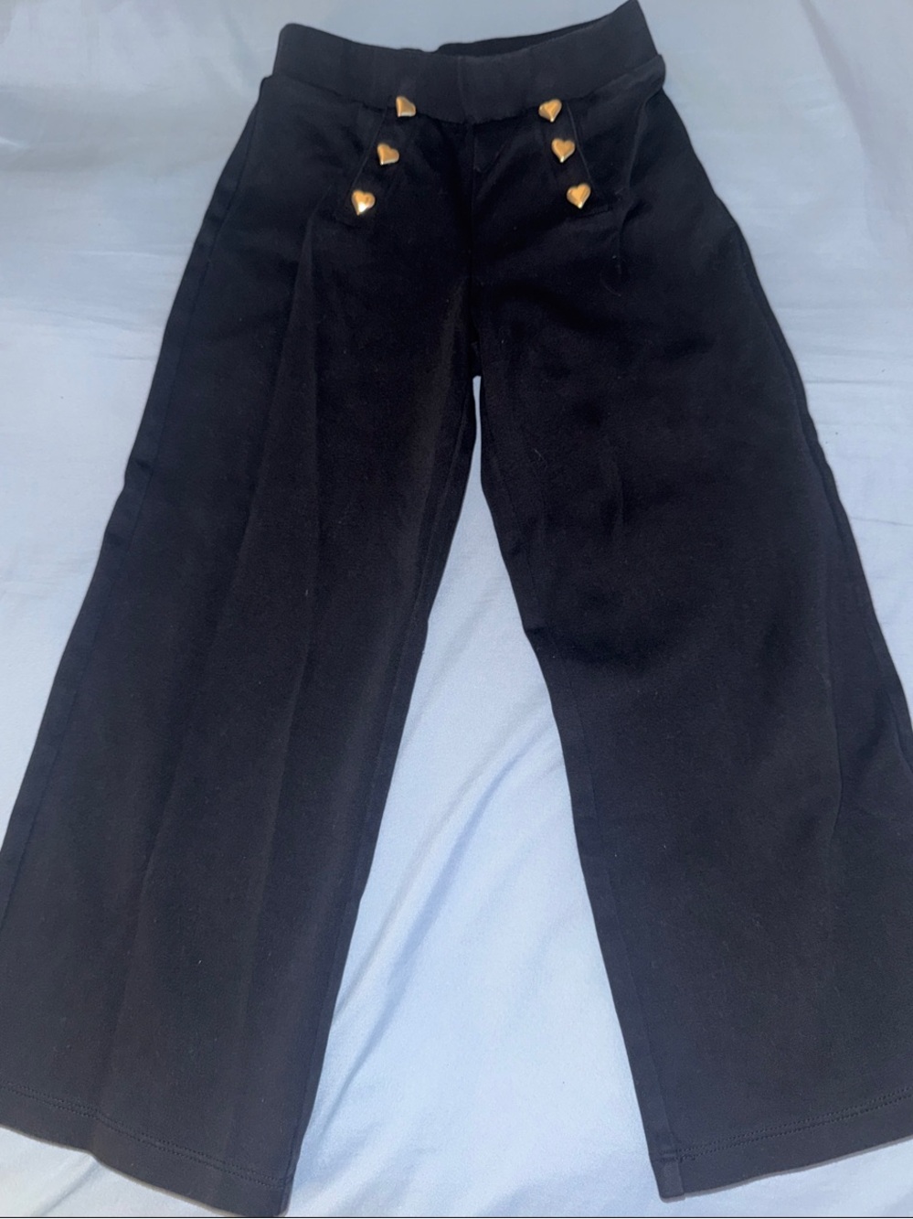 Old Navy Black Wide-Leg Sweatpants with Gold Heart Accents